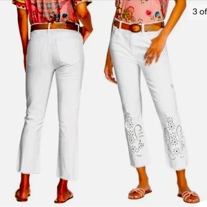 NWT Johnny Was White eyelet Baby boot Jeans